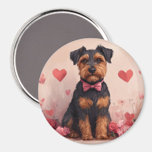 Imán Airedale con Rosas - Día de San Valentín