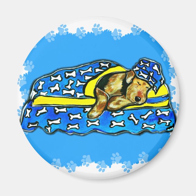 Imán Airedale durmiendo (Frente)