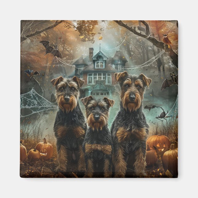 Imán Airedale Halloween Night Doggy Delight (Frente)