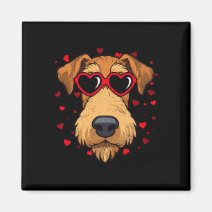 Imán Airedale Terrier Día de San Valentín Corazón Amant