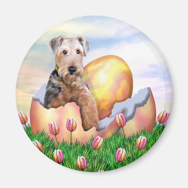 Imán Airedale Terrier Easter Surprise (Frente)