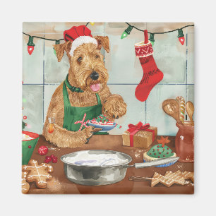 Imán Airedale Terrier Hornear en vacaciones: Navidad Fe