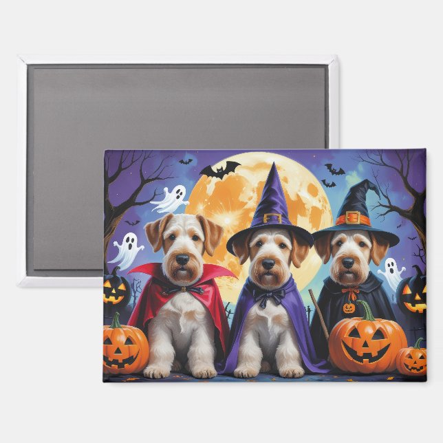 Imán Airedale Terrier Perros Calabaza Halloween Funny (Anverso/Reverso)
