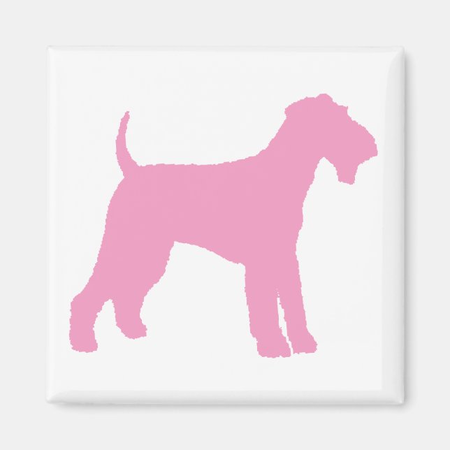 Imán Airedale Terrier (rosa) (Frente)