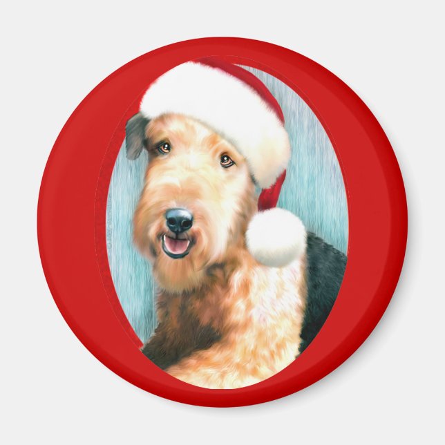 Imán Airedale Terrier Santa (Frente)