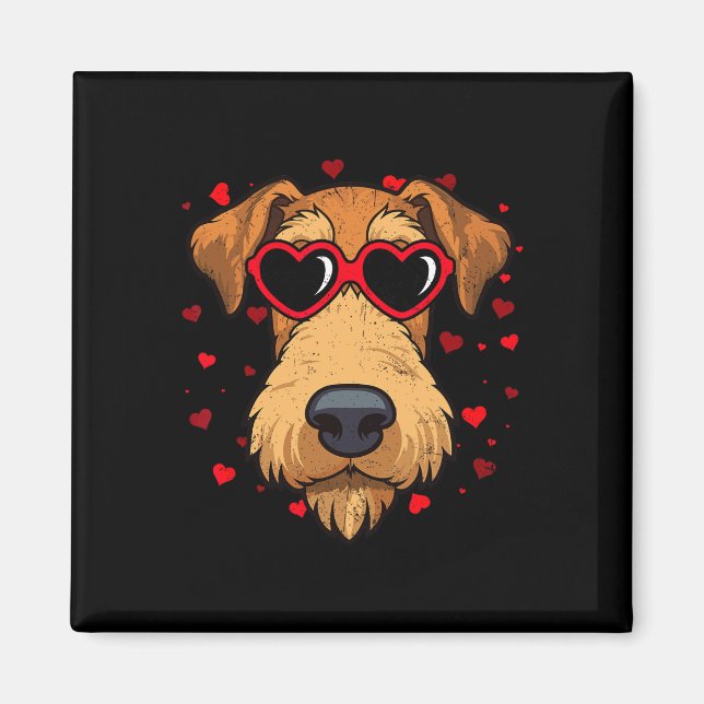Imán Airedale Terrier Valentine Heart Cute Dog Amantes (Frente)