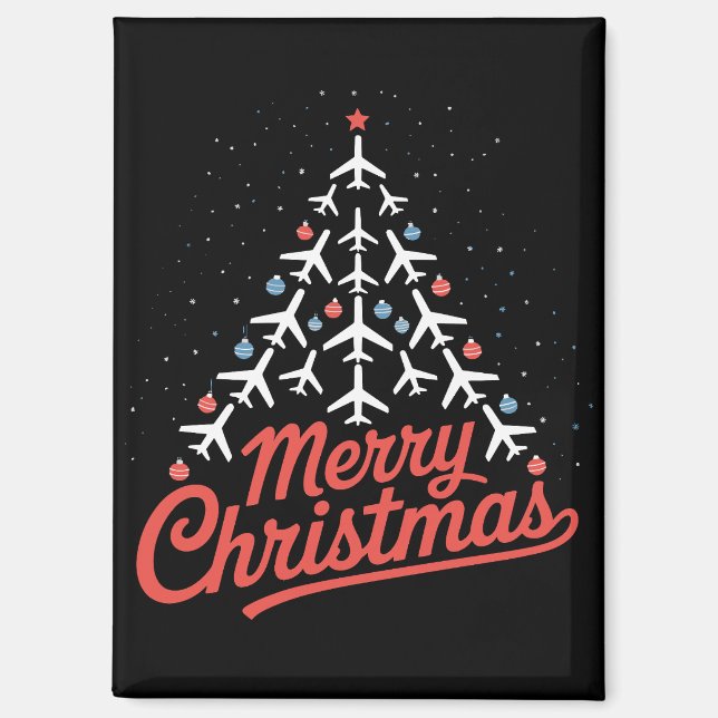 Imán Airplane Christmas Tree Pilot (Anverso)