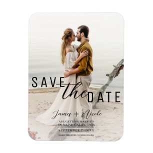 Imán Airy White Overlay Photo Save the Date Boda