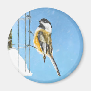 Imán Ajedrez en pintura de alimentador - Arte de pájaro