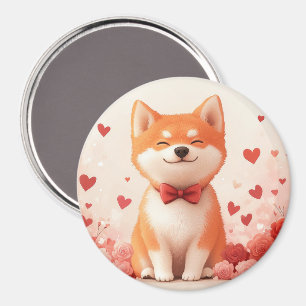 Imán Akita con Rosas - Día de San Valentín