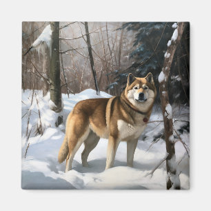 Imán Akita Deja que nieve Navidad