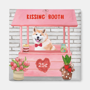 Imán Akita Dog El día de San Valentín Kissing Booth
