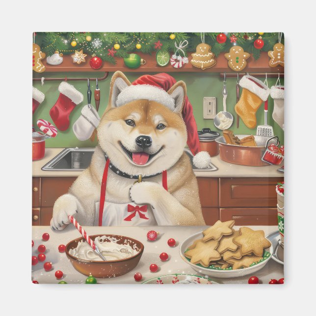 Imán Akita Holiday Baking: Navidades festivos (Frente)