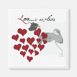Imán Akita Love Refrigerator Magnet
