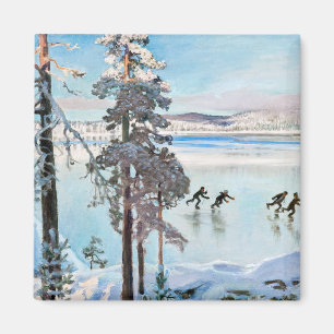 Imán Akseli Gallen-Kallela - Patinadores cerca de la co