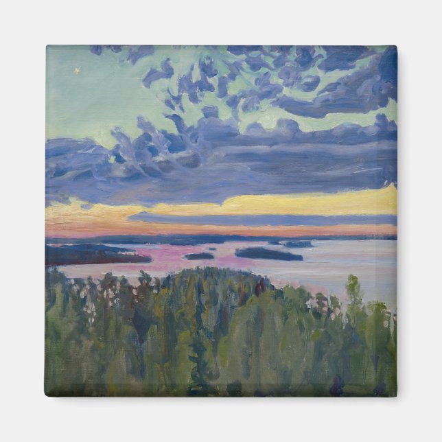 Imán Akseli Gallen-Kallela - Vista sobre un lago al ata (Frente)