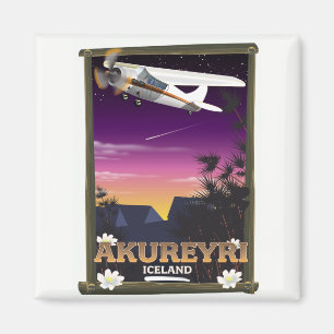Imán Akureyri Iceland travel poster