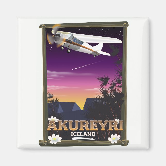 Imán Akureyri Iceland travel poster (Frente)