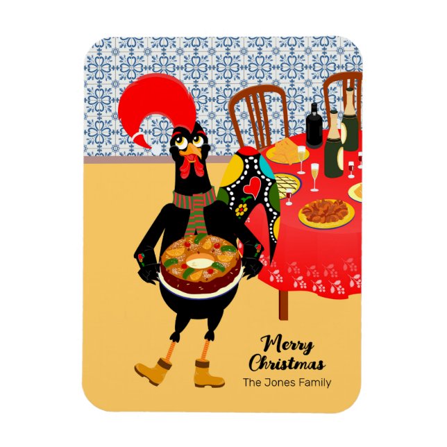 Imán Al gallo portugués le encanta la tarjeta King Cake (Vertical)