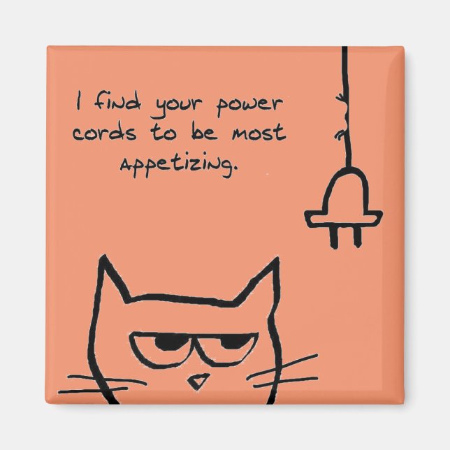 Imán Al gato le encantan los cables de alimentación - G (Frente)