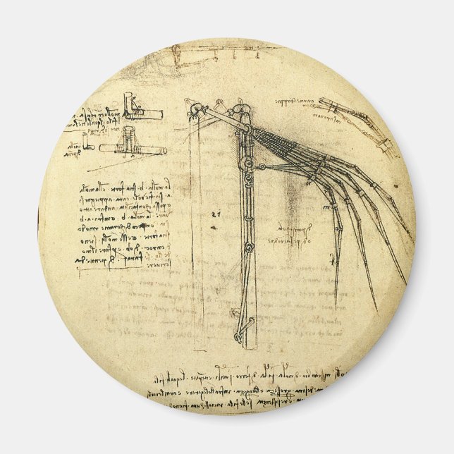 Imán Ala de Leonardo da Vinci en el boceto de la máquin (Frente)