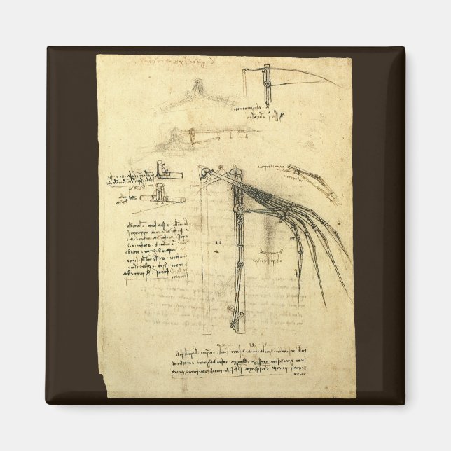 Imán Ala de Leonardo da Vinci en el boceto de la máquin (Frente)