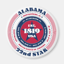 Imán Alabama Circle Typography Souvenir Magnet