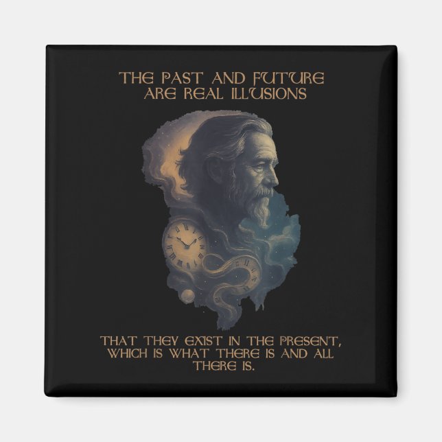 Imán Alan Watts Cita Time Illusion Clock Cosmic Mind (Frente)