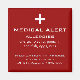 Imán Alarma médica de las alergias