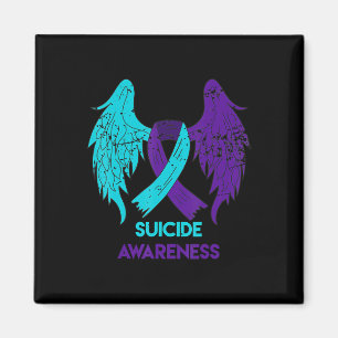Imán Alas De Concienciación Suicida Y Cinta Verde azula