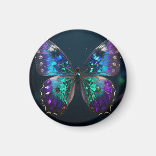 Imán Alas de Mariposa Enjoyadas Iridescentes Azul Púrpu