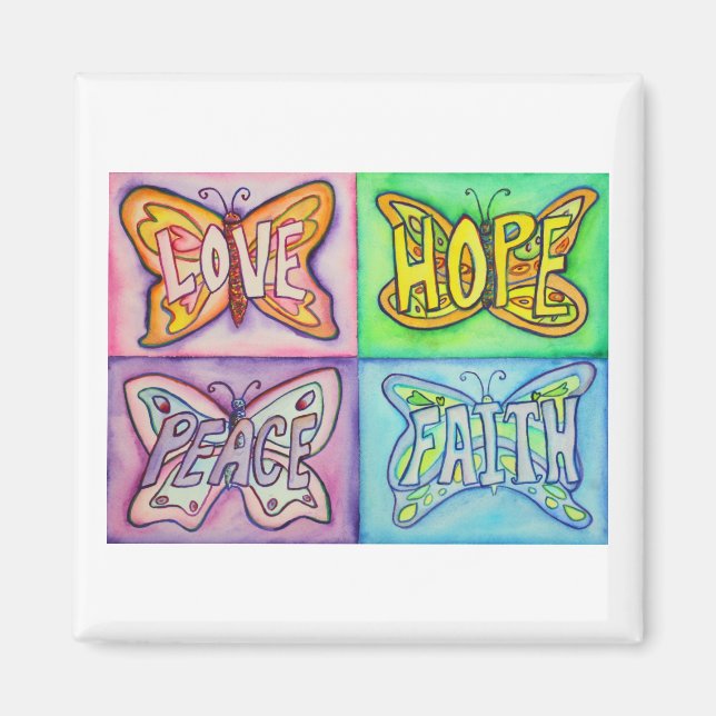 Imán Alas de mariposa Palabra Arte Inspiración Fridge M (Frente)