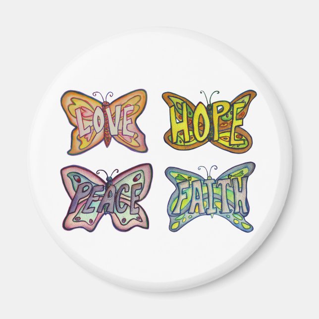 Imán Alas de mariposa Palabra Arte Inspiración Fridge M (Frente)