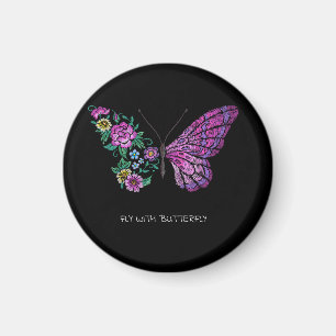 Imán alas de mariposas florales y mariposas florales