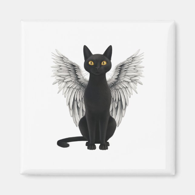 Imán Alas del ángel del gato negro (Frente)