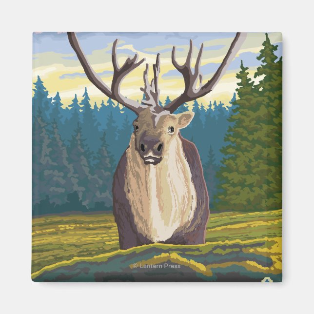 Imán Alaska Caribou en el viaje de la vida salvaje (Frente)