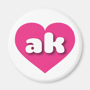 Imán Alaska corazón rosado caliente - Amo ak