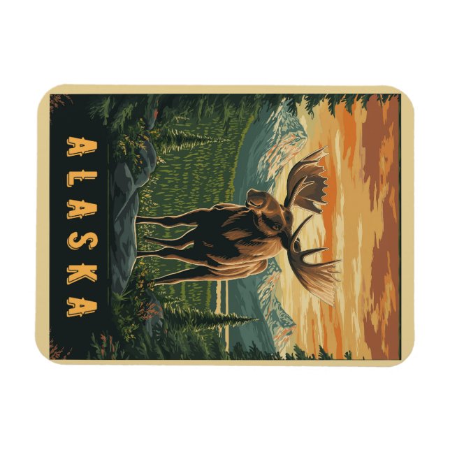Imán Alaska Moose - Vintage Wilderness (Horizontal)