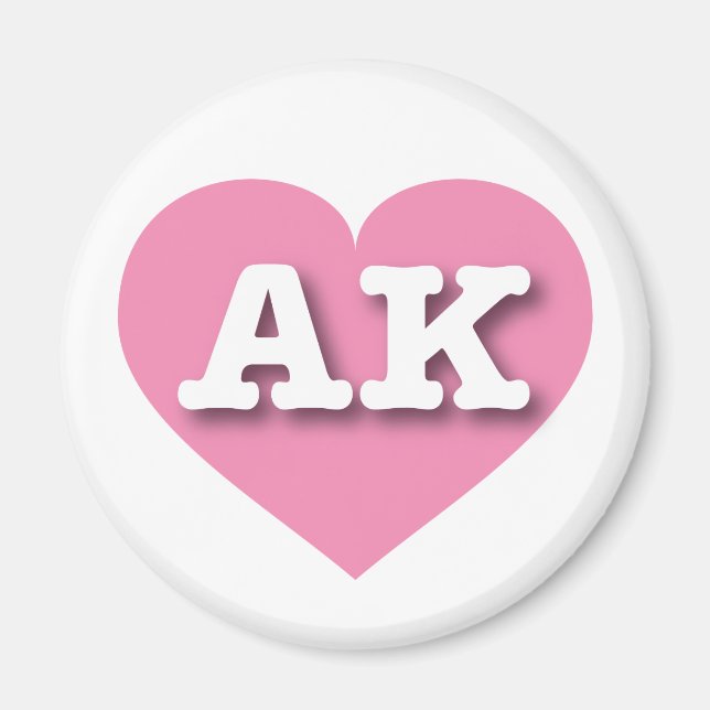 Imán Alaska Sólido Corazón Rosa - Amo AK (Frente)