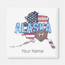 Imán Alaska State Estados Unidos Map Vintage USA