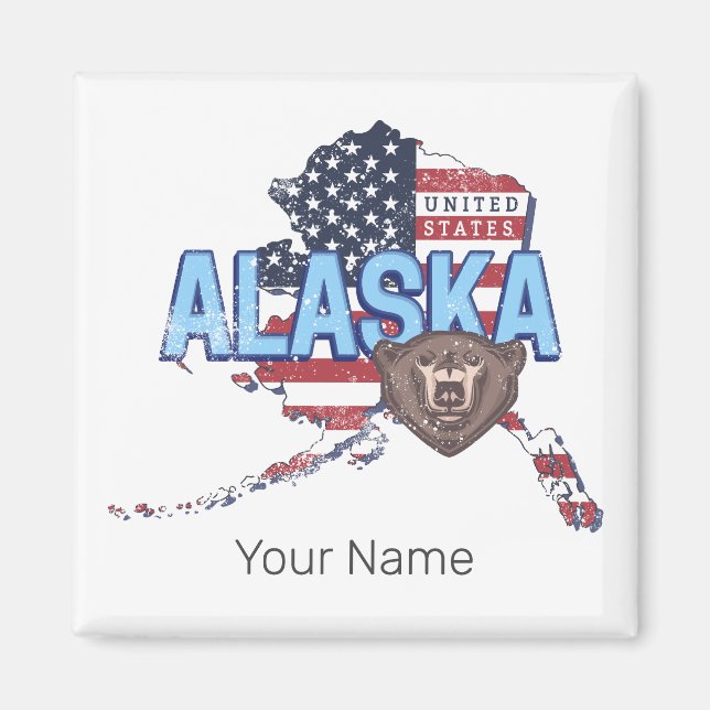Imán Alaska State Estados Unidos Map Vintage USA (Frente)