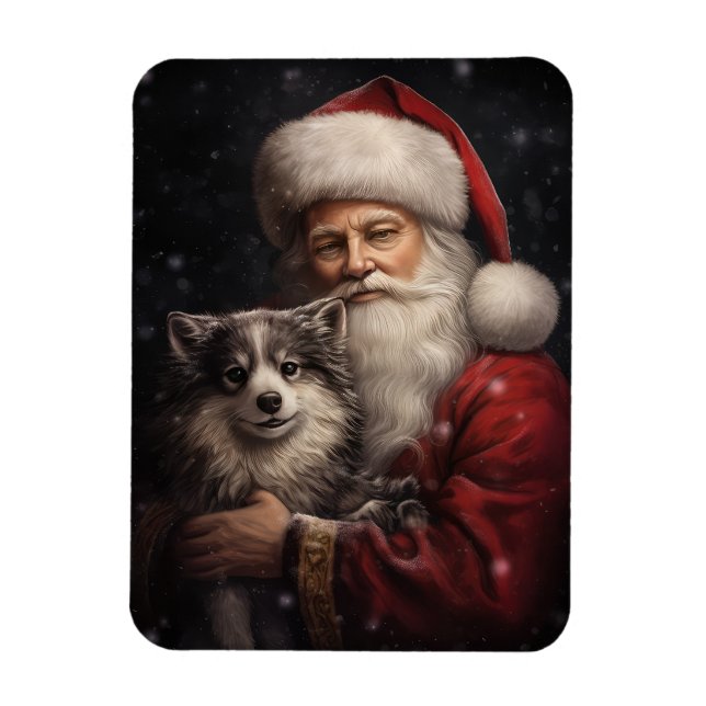 Imán Alaskan Malamute con Navidades de Santa Claus (Vertical)