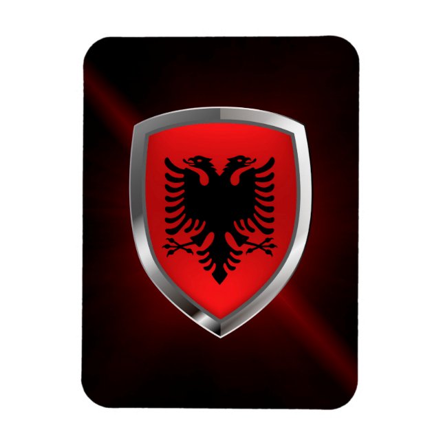 Imán Albania Emblema metálico (Vertical)