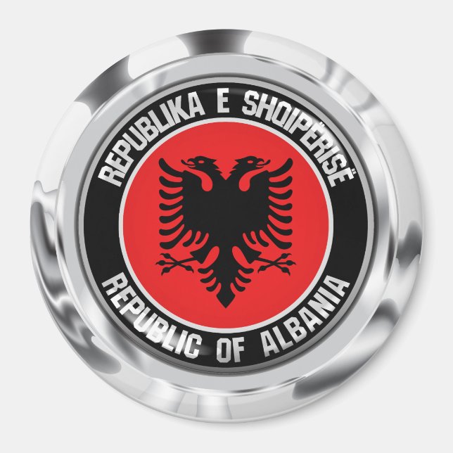 Imán Albania redonda Emblem (Frente)