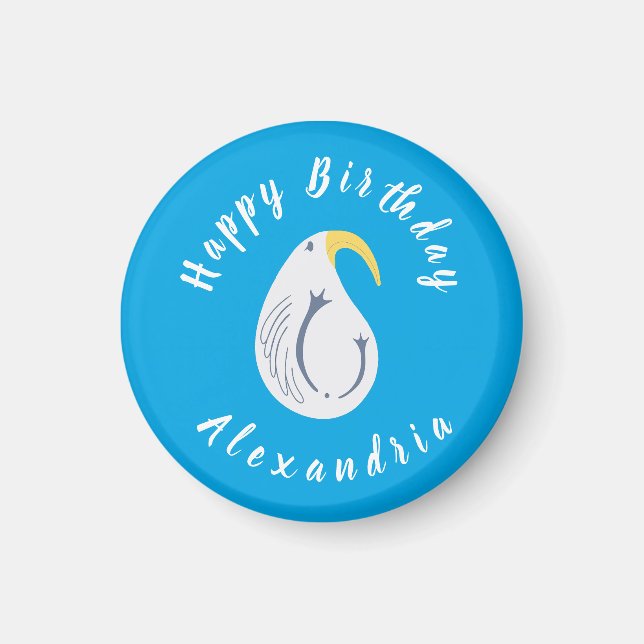 Imán Albatross - Temática del Océano Feliz Cumpleaños A (Frente)