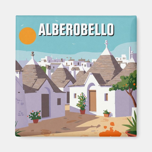 Imán Alberobello Italia Trulli casas Viajes abstracto (Frente)