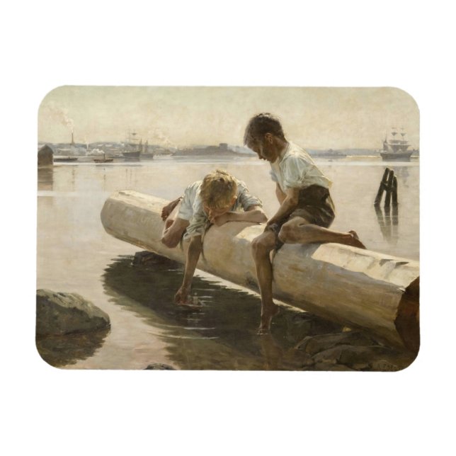 Imán Albert Edelfelt - Dos chicos en un registro (Horizontal)