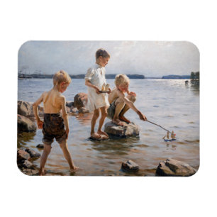 Imán Albert Edelfelt - Niños jugando en la costa