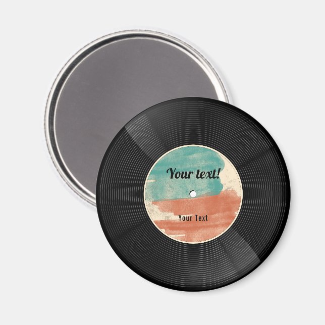 Imán Álbum de música de grabación de vinilo retro (Anverso/Reverso)