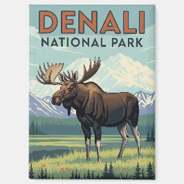 Imán Alce en el Parque Nacional Denali Alaska Vintage